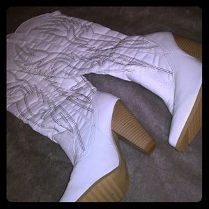 Over the knee cowgirl heel boots